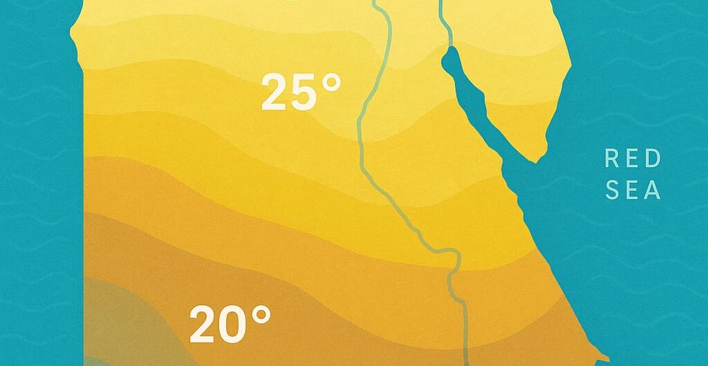 Wetter Ägypten Januar – farbliche Karte mit Temperaturen für Badeurlaub, Nilkreuzfahrt und Kulturreisen