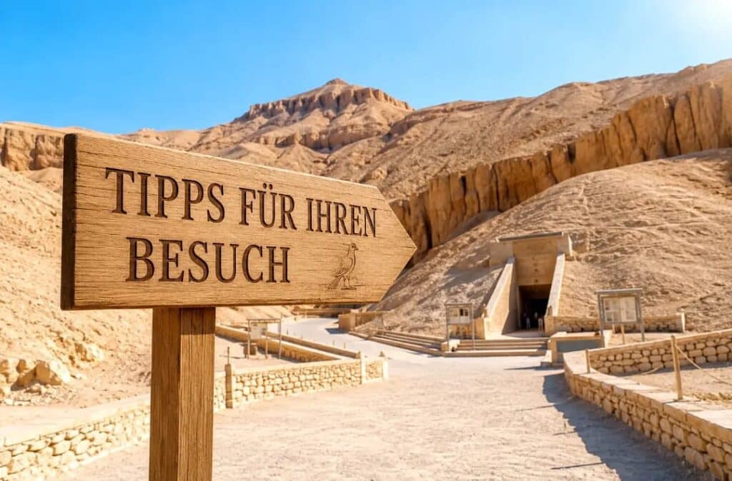 Die 10 faszinierendsten Gräber im Tal der Könige 6 Praktische Tipps für den Besuch der Gräber im Tal der Könige in Luxor – Eingang zur berühmten Königsnekropole.