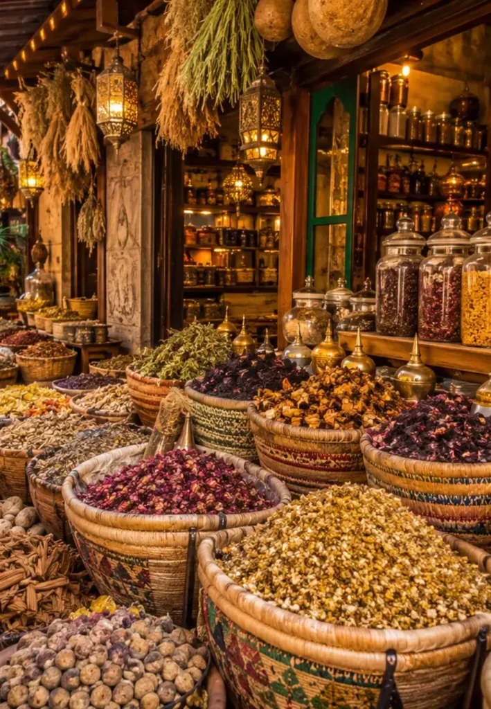 Was kann man in Ägypten günstig kaufen – Gewürze und Kräuter auf einem ägyptischen Markt.