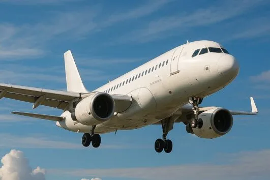Taxi Marsa Alam Flughafen – Flugzeug landet am Flughafen bei Sonnenuntergang