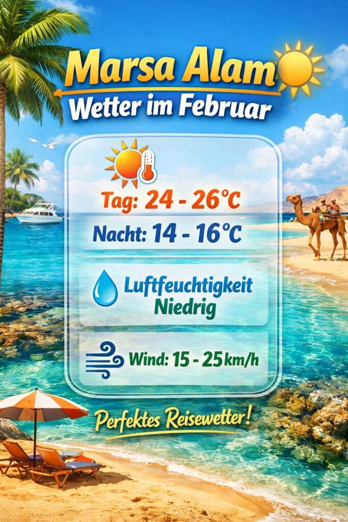 Ein Foto zeigt warum das Wetter in Marsa Alam ideal für viele Ausflüge