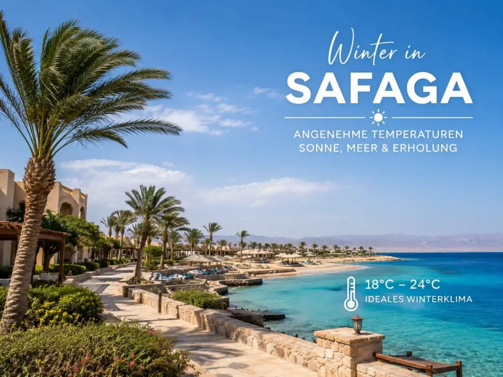 Wetter im Winter in Safaga – Strandhotel bei sonnigem Winterwetter