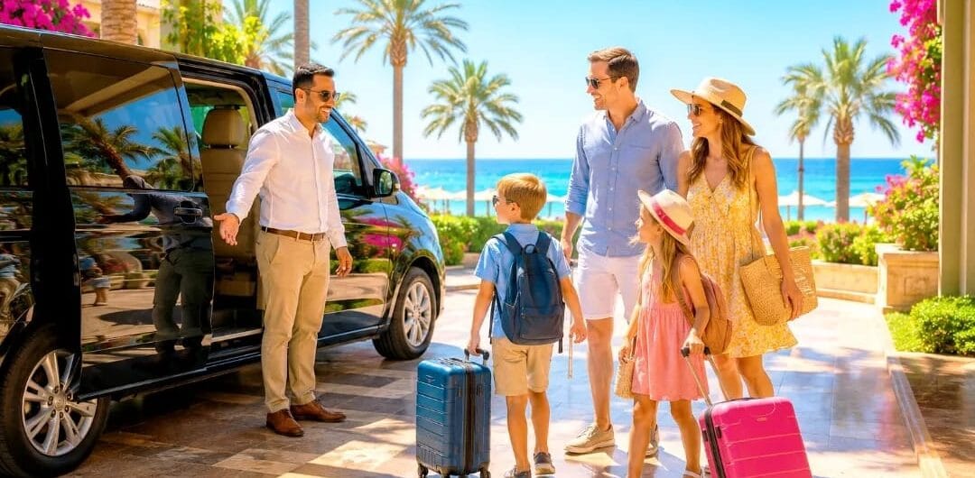 Transfer von Hurghada nach Marsa Alam – Familie kommt mit einem privaten Transfer an einem Hotel in Marsa Alam an