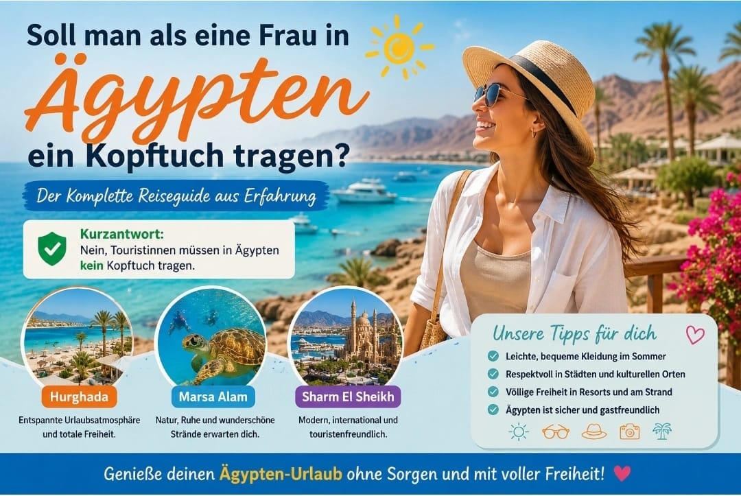 Soll man als eine Frau in Ägypten ein Kopftuch tragen? Der komplette Reiseguide aus Erfahrung 1 Soll man als eine Frau in Ägypten ein Kopftuch tragen? – Tipps für Touristinnen in Hurghada und am Strand ohne Kopftuch