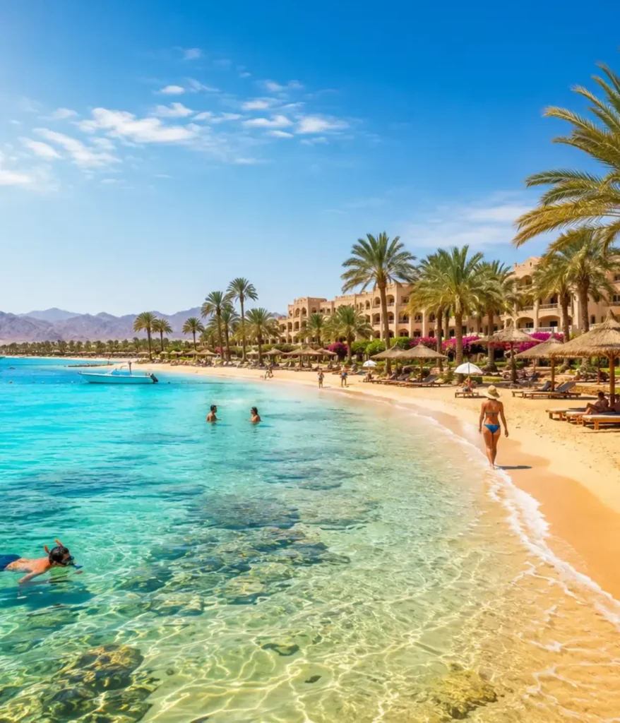 Klimatabelle Marsa Alam – Temperaturen, Wetter & beste Reisezeit 4 Beste Reisezeit Marsa Alam mit sonnigem Strand, klarem Meer, Hotel und Familie.