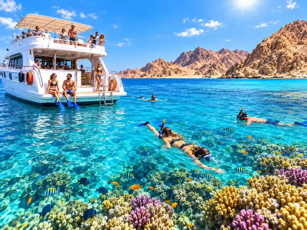 Ras Mohammed Nationalpark – Sehenswürdigkeiten, Schnorcheln & Tipps 3 Bootstour im Ras Mohammed Nationalpark auf dem Roten Meer.