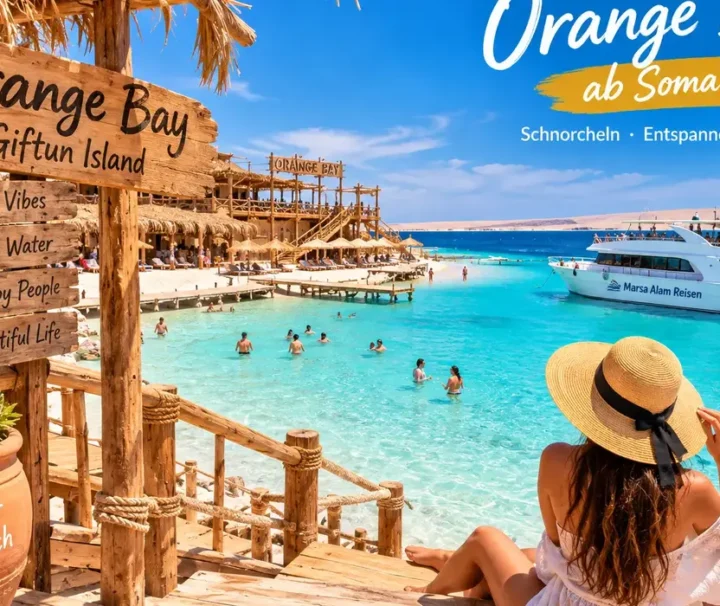 Orange Bay Ausflug ab Soma Bay mit Schnorcheln – Strand und türkisblaues Meer